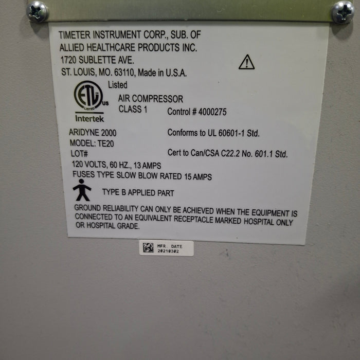 Timeter Instrument Corporation Aridyne 2000 Air Compressor System