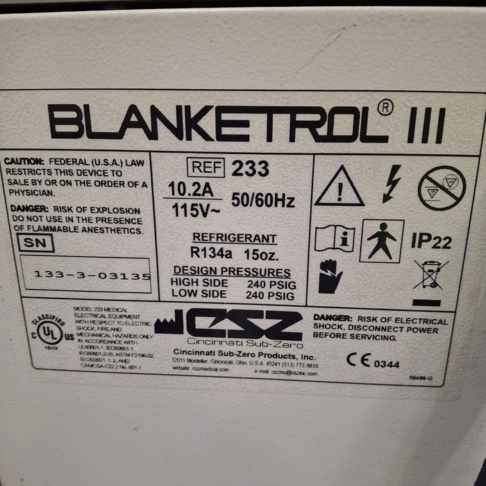 Cincinnati Sub-Zero CSZ Blanketrol III Hypothermia Unit