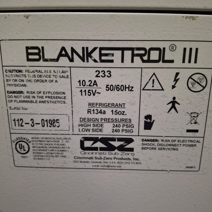 Cincinnati Sub-Zero CSZ Blanketrol III Hypothermia Unit