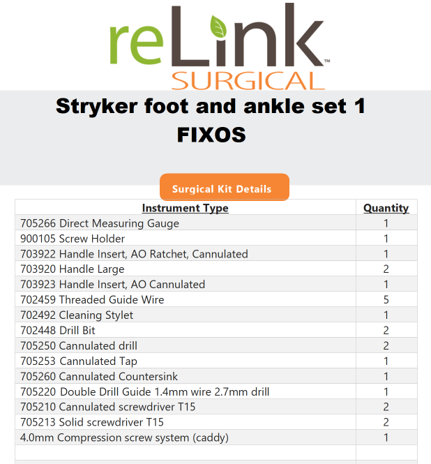 Stryker Foot & Ankle FIXOS Compression Screw System