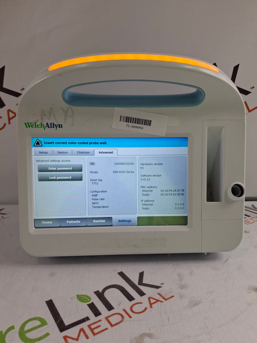 Welch Allyn Connex 6800 68MXTX - Masimo SpO2, SureTemp Vital Signs Monitor