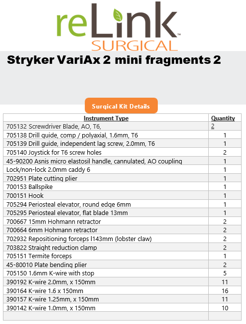 Stryker VariAx 2 Mini Fragment Set