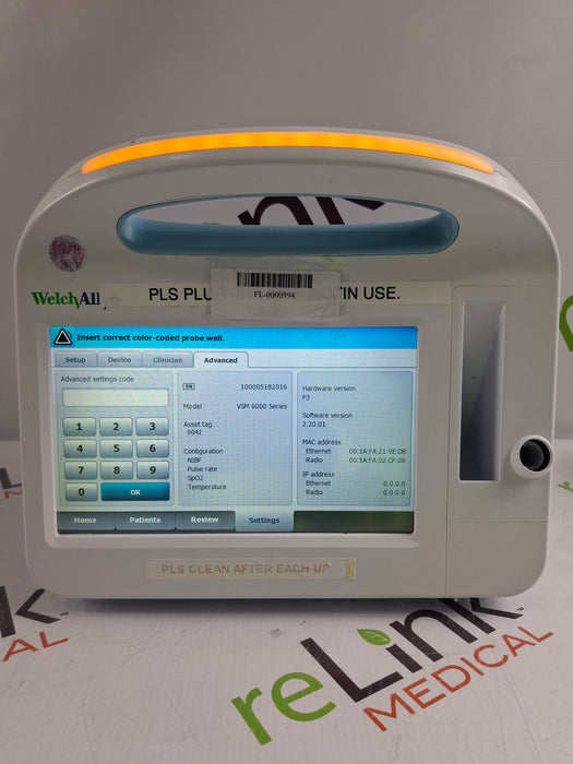 Welch Allyn Connex 6800 68MXTX - Masimo SpO2, SureTemp Vital Signs Monitor