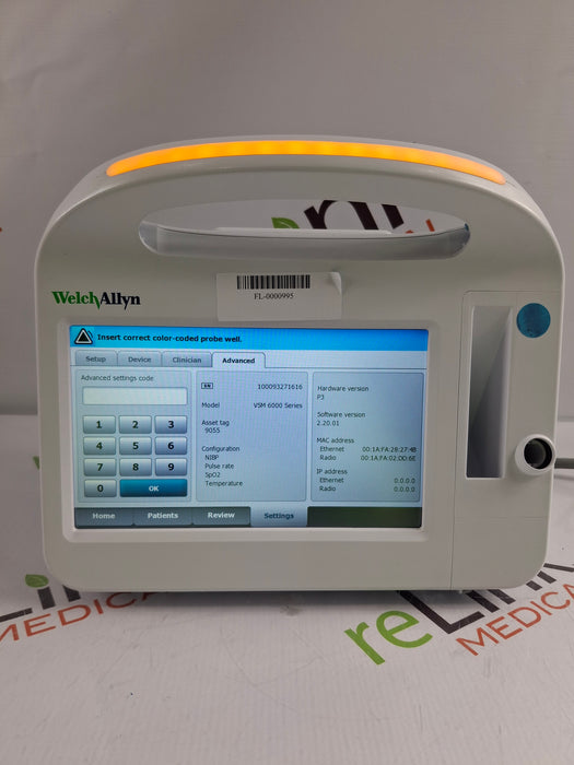 Welch Allyn Connex 6800 68MXTX - Masimo SpO2, SureTemp Vital Signs Monitor