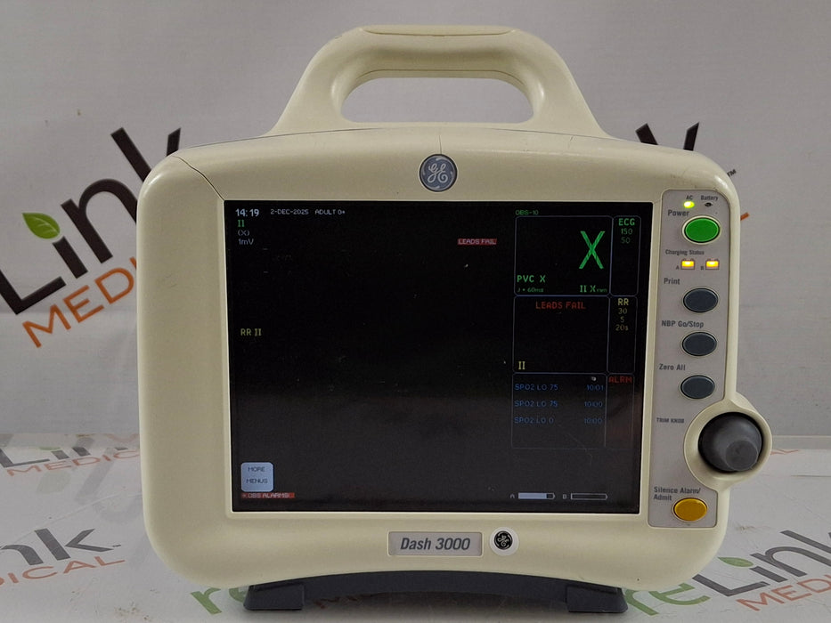 GE Healthcare Dash 3000 - GE/Nellcor SpO2 Patient Monitor