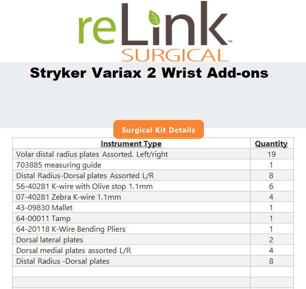 Stryker VariAx 2 Wrist Tray