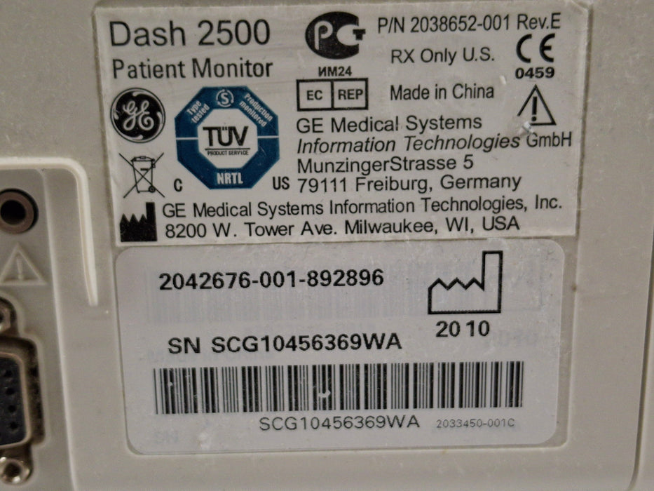GE Healthcare Dash 2500 Patient Monitor