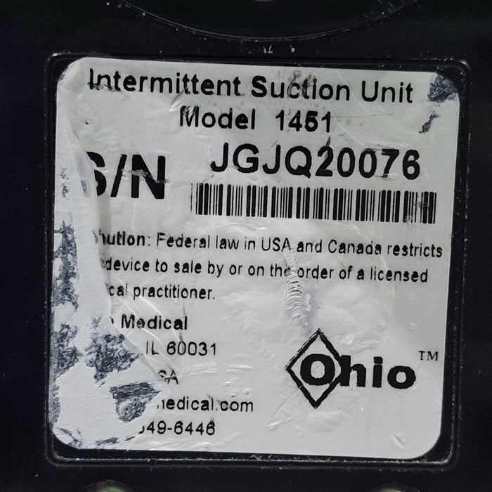 Ohio Medical Corporation 1451 Vacuum Regulator