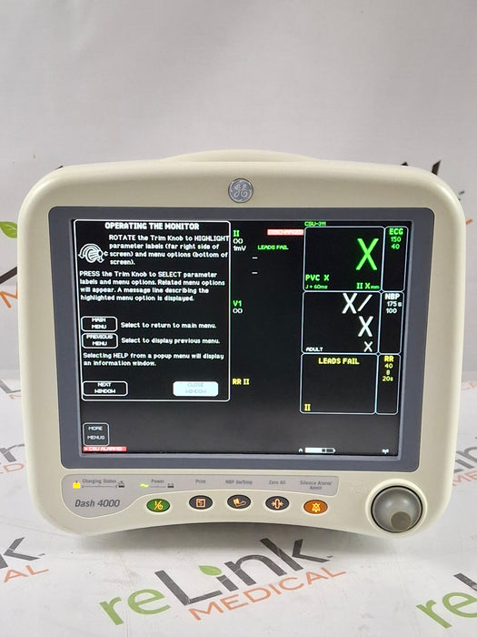 GE Healthcare Dash 4000 - GE/Nellcor SpO2 Patient Monitor