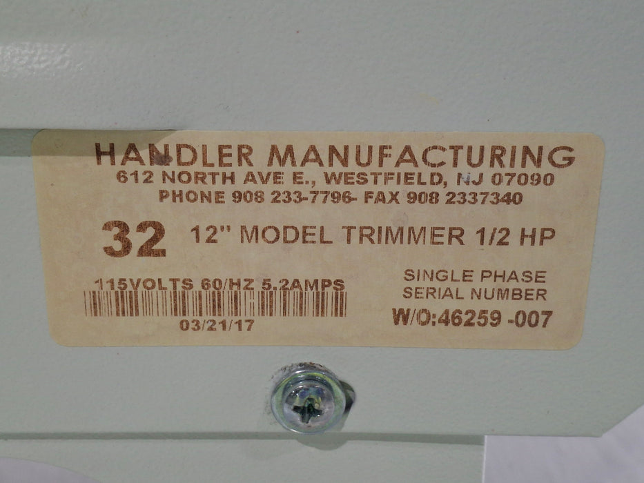 Handler Manufacturing Model 32 Model Trimmer