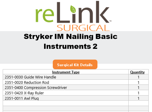 Stryker IM Nailing Basic Instruments