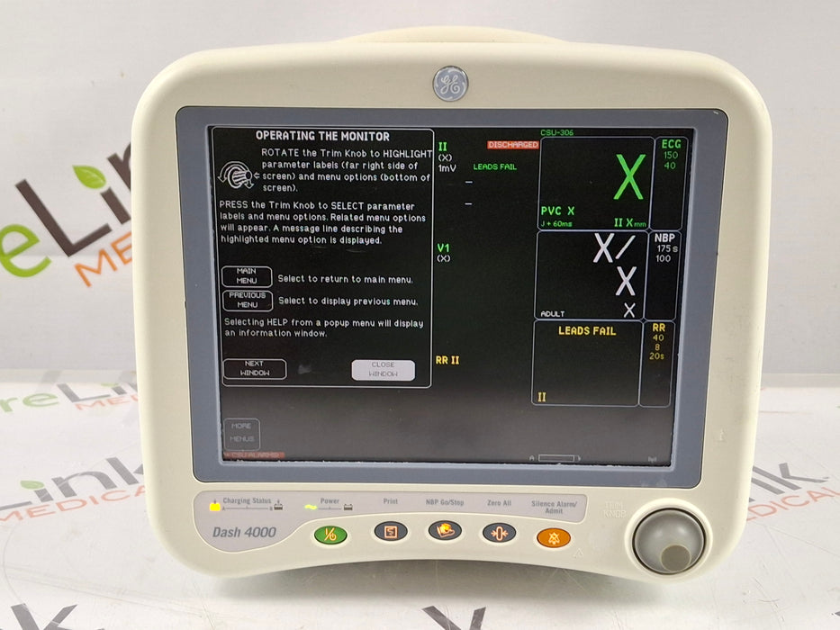 GE Healthcare Dash 4000 - GE/Nellcor SpO2 Patient Monitor