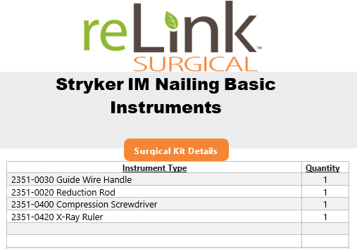 Stryker IM Nailing Basic Instruments
