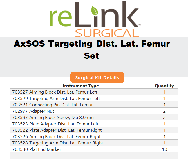 Stryker AxSOS Targeting Dist. Lat. Femur Set