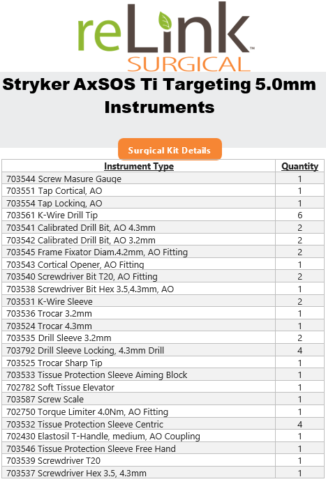 Stryker AxSOS 3 Ti Targeting 5.0mm Instruments