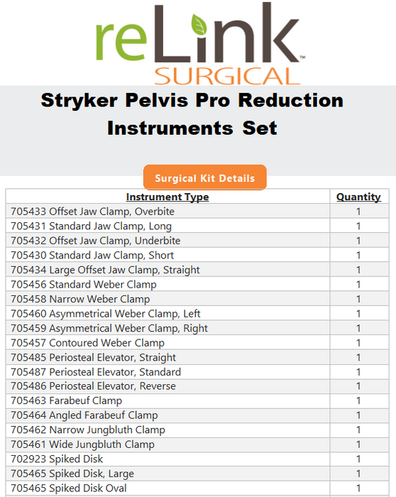 Stryker Pelvis Pro Reduction Instruments