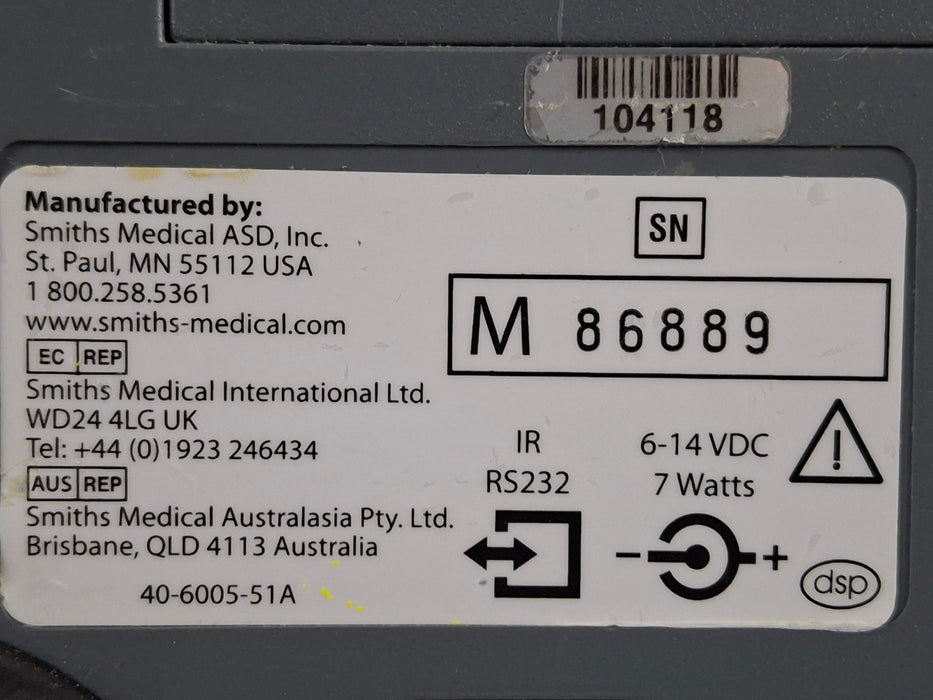 Smiths Medical Medfusion 3500 Version 6 Syringe Infusion Pump