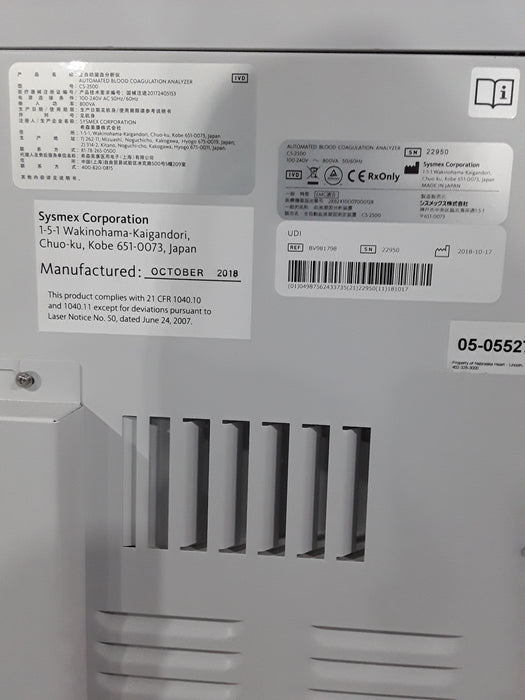 Sysmex CS-2500 Automated Blood Coagulation Analyzer