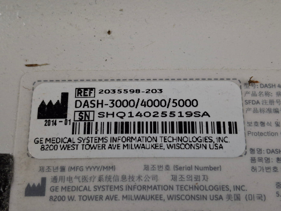 GE Healthcare Dash 4000 - GE/Nellcor SpO2 Patient Monitor