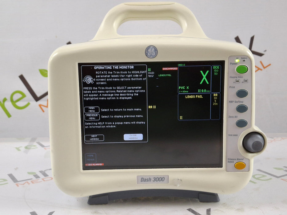 GE Healthcare Dash 3000 - GE/Nellcor SpO2 Patient Monitor
