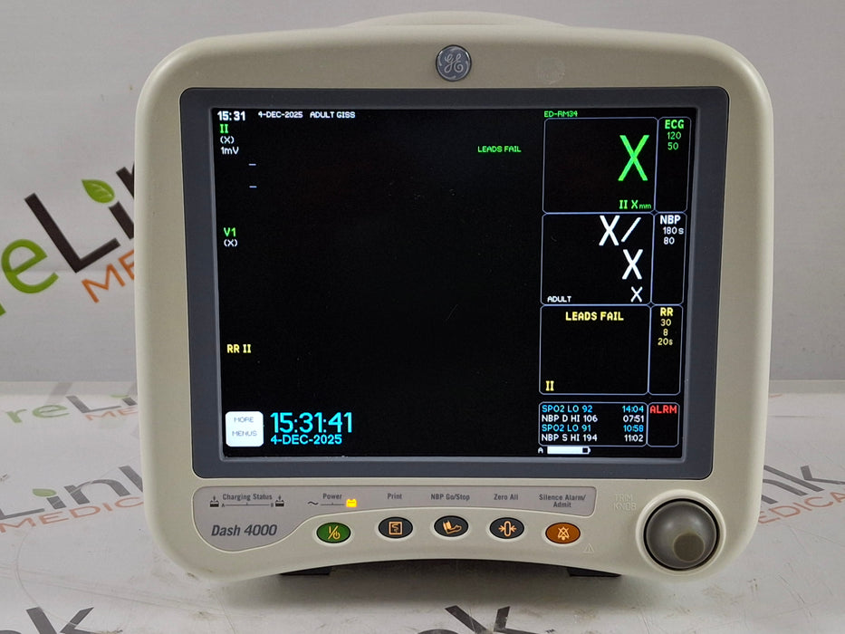 GE Healthcare Dash 4000 - Masimo SpO2 Patient Monitor