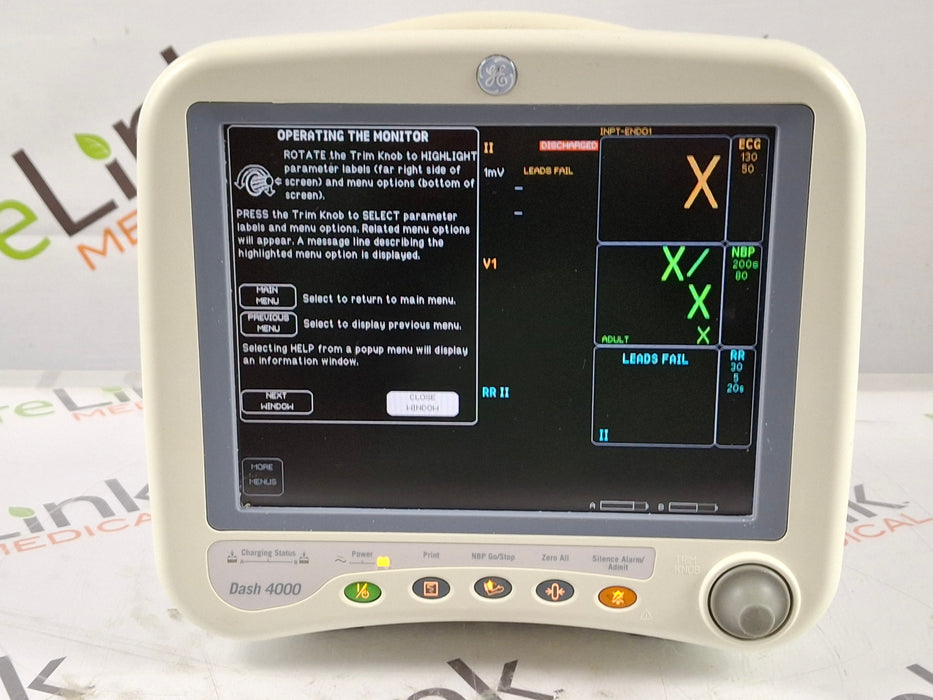 GE Healthcare Dash 4000 - GE/Nellcor SpO2 Patient Monitor