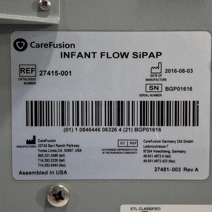 CareFusion Infant Flow SIPAP Ventilation System