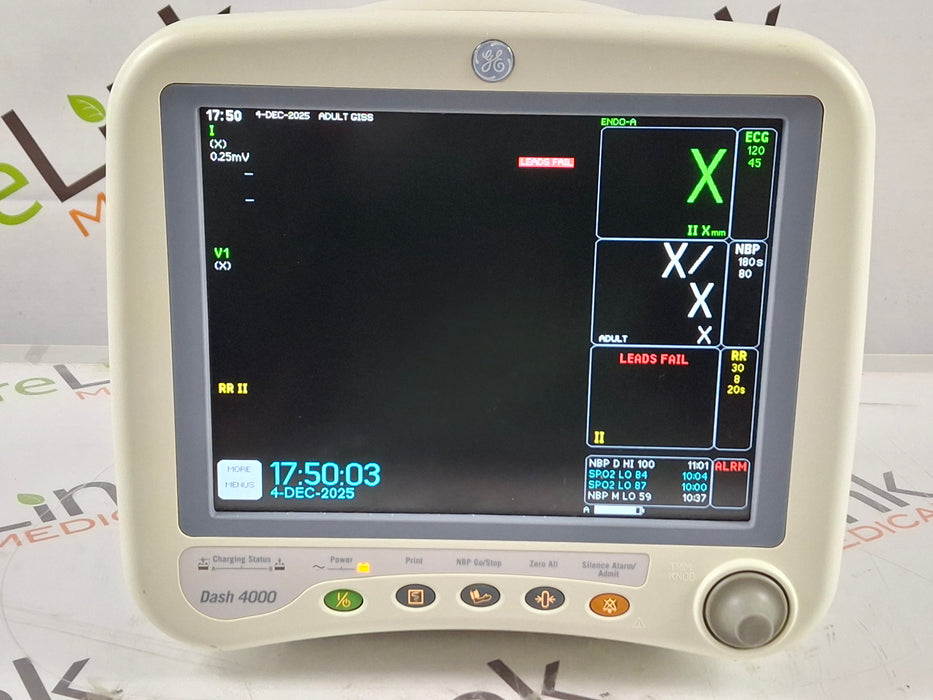 GE Healthcare Dash 4000 - GE/Nellcor SpO2 Patient Monitor