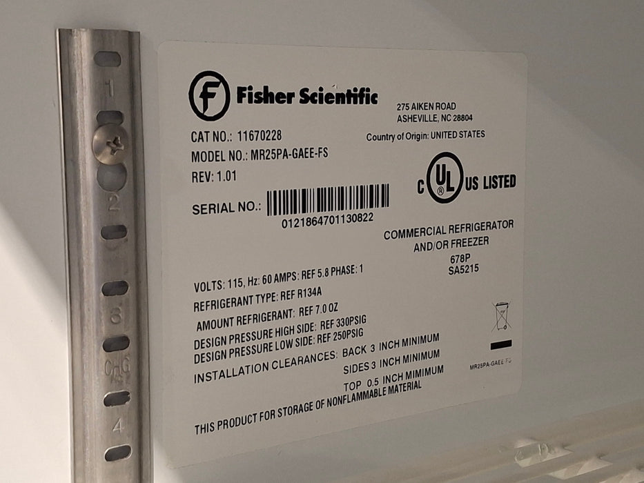 Fisher Scientific MR25PA-GAEE-FS Glass Door Laboratory Refrigerator