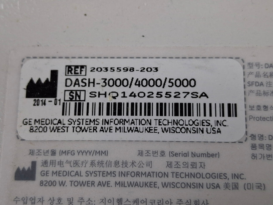 GE Healthcare Dash 4000 - GE/Nellcor SpO2 Patient Monitor