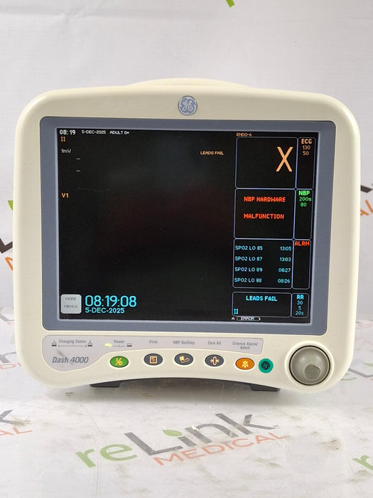 GE Healthcare Dash 4000 - GE/Nellcor SpO2 Patient Monitor