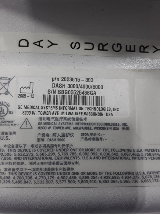 GE Healthcare Dash 5000 - GE/Nellcor SpO2 Patient Monitor