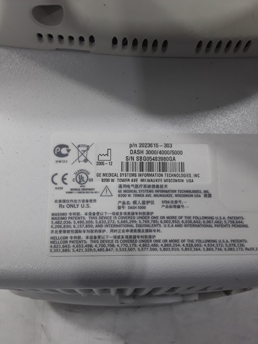 GE Healthcare Dash 5000 - GE/Nellcor SpO2 Patient Monitor