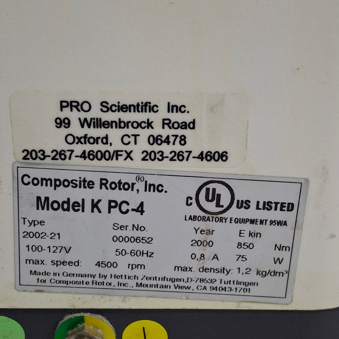 Composite Rotor, Inc. K PC-4 Centrifuge