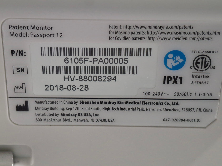 Mindray Passport 12 Patient Monitor
