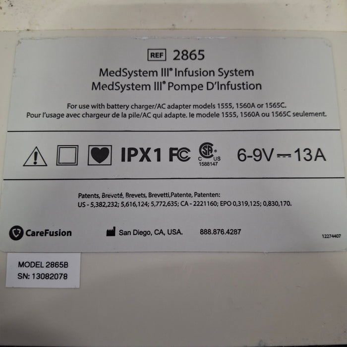 CareFusion Medsystem III 2865 Infusion Pump