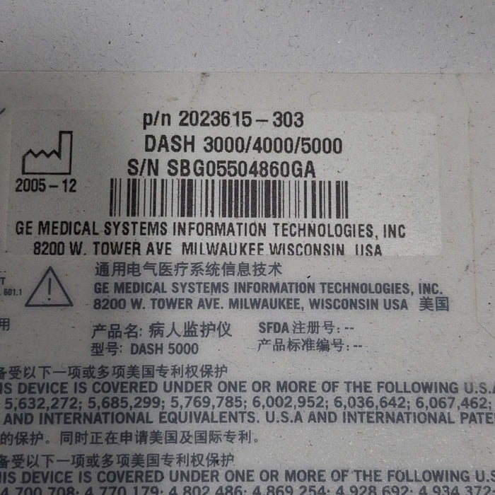 GE Healthcare Dash 5000 - GE/Nellcor SpO2 Patient Monitor