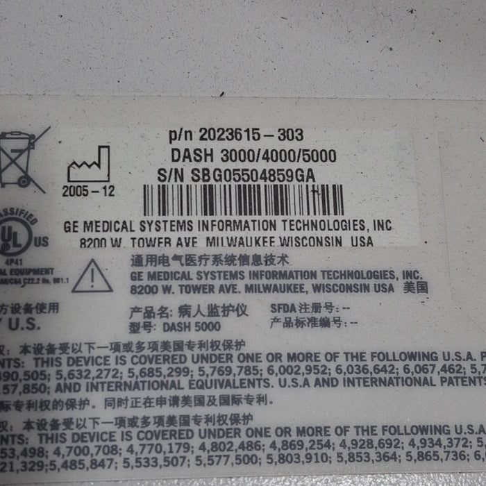 GE Healthcare Dash 5000 - GE/Nellcor SpO2 Patient Monitor