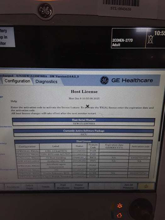 GE Healthcare Carescape B650 Critical Care Patient Monitor