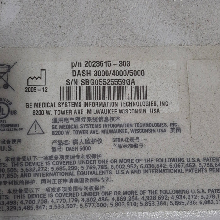 GE Healthcare Dash 5000 - GE/Nellcor SpO2 Patient Monitor