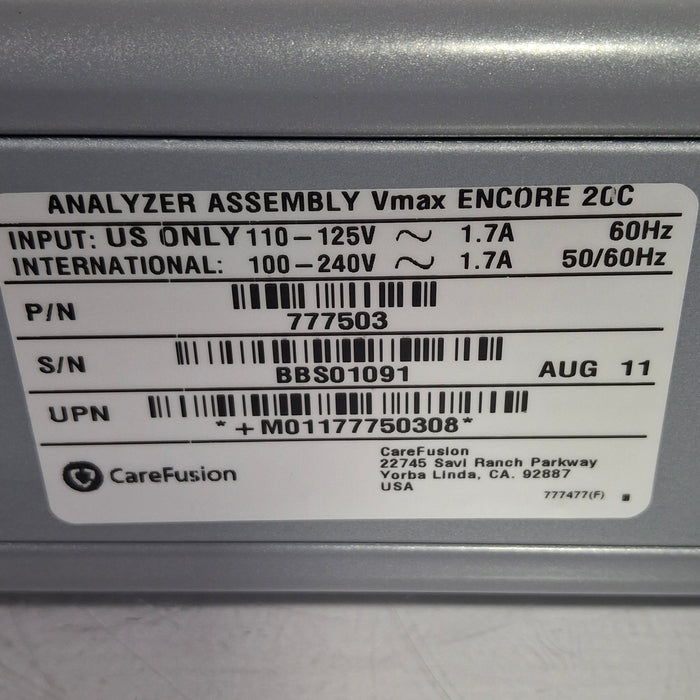 CareFusion 777503 Vmax Encore Analyzer Assembly 20C