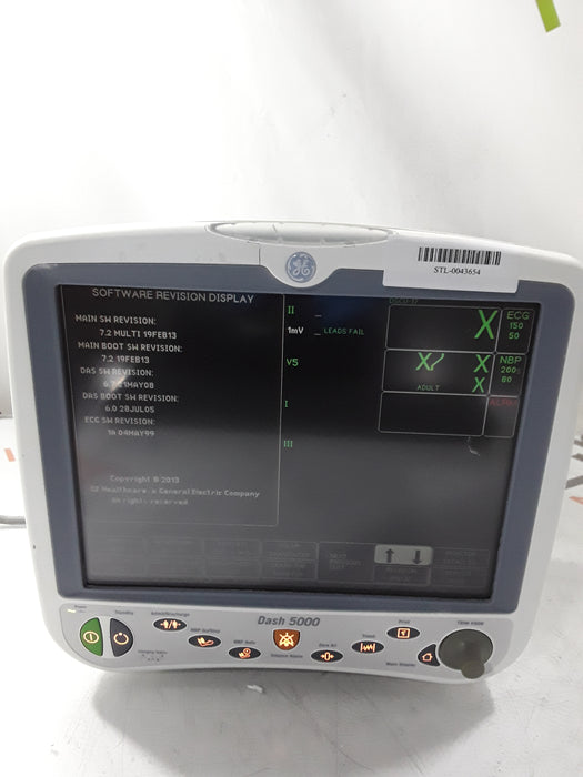 GE Healthcare Dash 5000 - GE/Nellcor SpO2 Patient Monitor