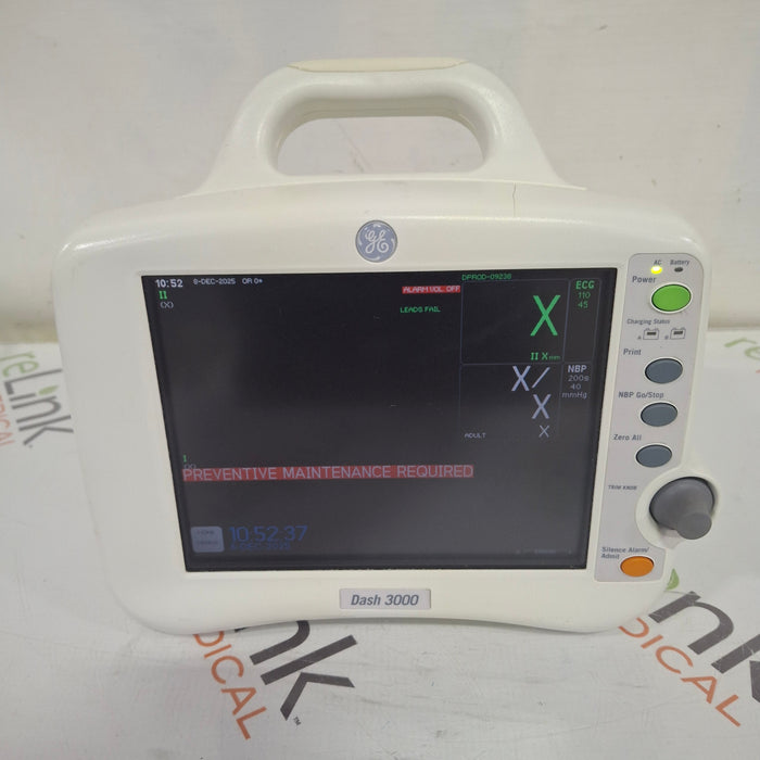 GE Healthcare Dash 3000 - GE/Nellcor SpO2 Patient Monitor