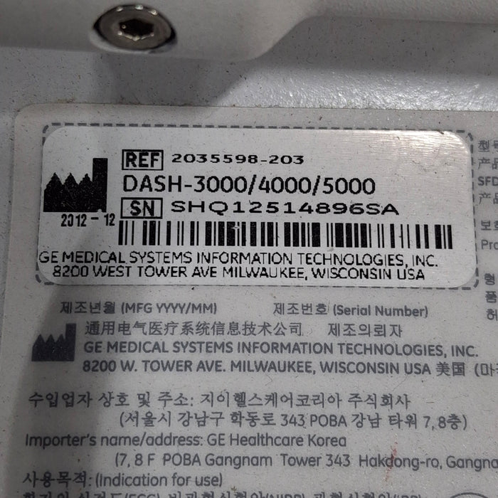 GE Healthcare Dash 4000 - GE/Nellcor SpO2 Patient Monitor