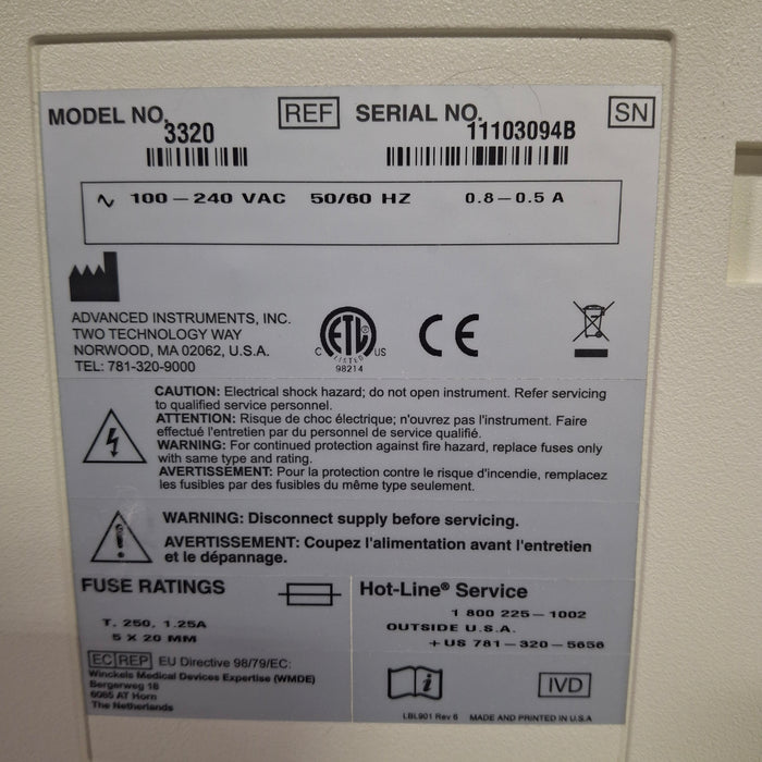 Advanced Instruments 3320 Osmometer