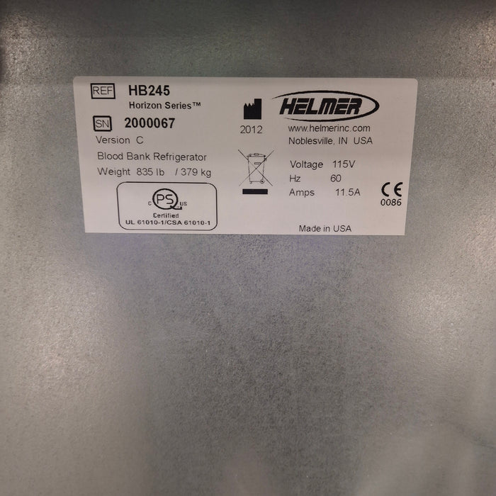 Helmer Inc HB245 Horizon Blood Bank Refrigerator