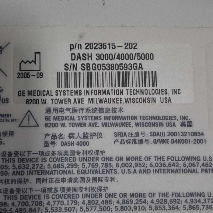 GE Healthcare Dash 4000 - GE/Nellcor SpO2 Patient Monitor