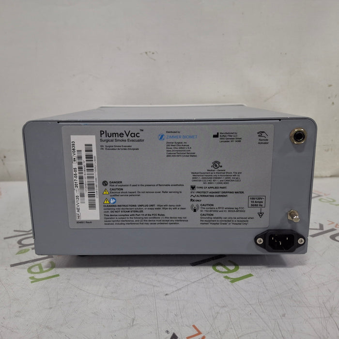 Zimmer PlumeVac AEVV120 Surgical Smoke Evacuator