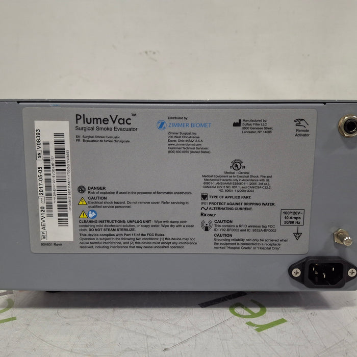 Zimmer PlumeVac AEVV120 Surgical Smoke Evacuator