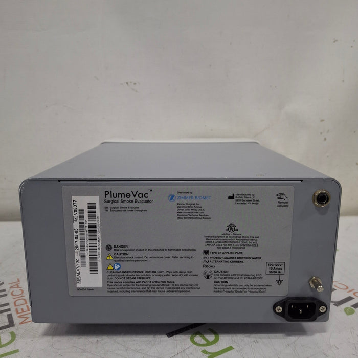 Zimmer PlumeVac AEVV120 Surgical Smoke Evacuator